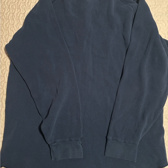 American Eagle Shirt Mens XXL Blue Thermal Vintage Slim Fit Henley Long Sleeve - Picture 3 of 5
